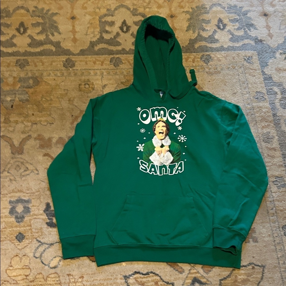 ELF Green OMG Santa Hoodie Women’s Size Small